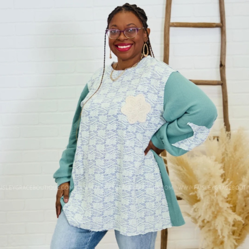 Pol Oversized Balcony View Tunic Patchwork Top - image 2